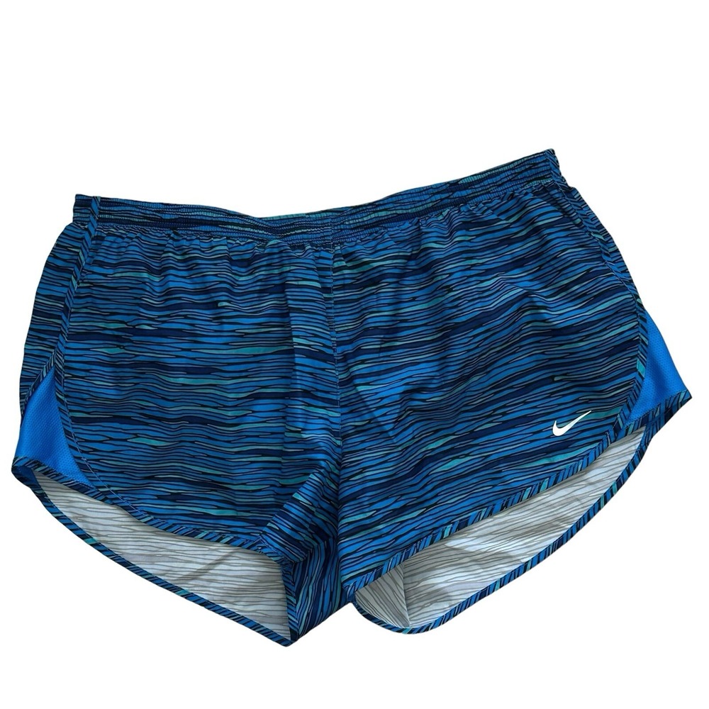 NIKE RUNNING WOMENS DRI-FIT TEMPO ULTRA SHORTS 3" 723944 Blue Stripe Print XL - Picture 10 of 10